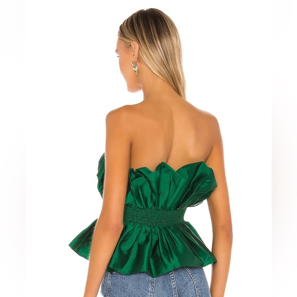 MAJORELLE Women’s Green Ruched Taffeta Sleeveless Top Size Small NWT - Picture 3 of 7